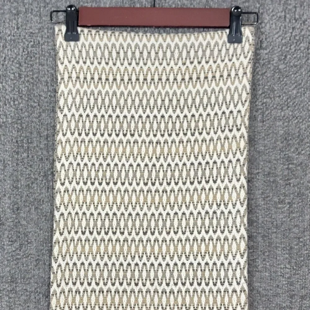 Food Network Table Runner White Beige Brown Geometric 100% Cotton 67